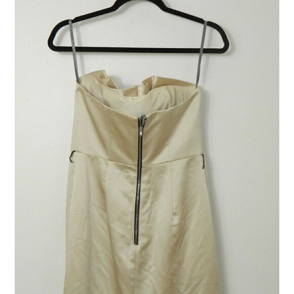 Vera Wang Dress Maxi  Ivory Origami Champagne Strapless Formal Bridesmaid Size 4 - Picture 6 of 12